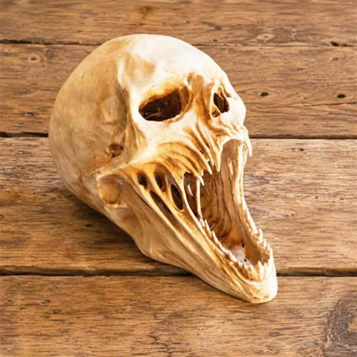 Gothic 3D Demon Skull Sculpture, Horror Skull Decor, Halloween Tabletop Figurine, Dark Gothic Home or Bar Decoration