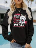 West Highland White Stem Love Printed Round Neck Velvet Hoodie