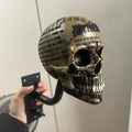 Antique Skeleton Helmet Wall Mount – Resin Motorcycle Helmet Holder, Gothic Bike Decor, Novelty Gear Storage Display Rack