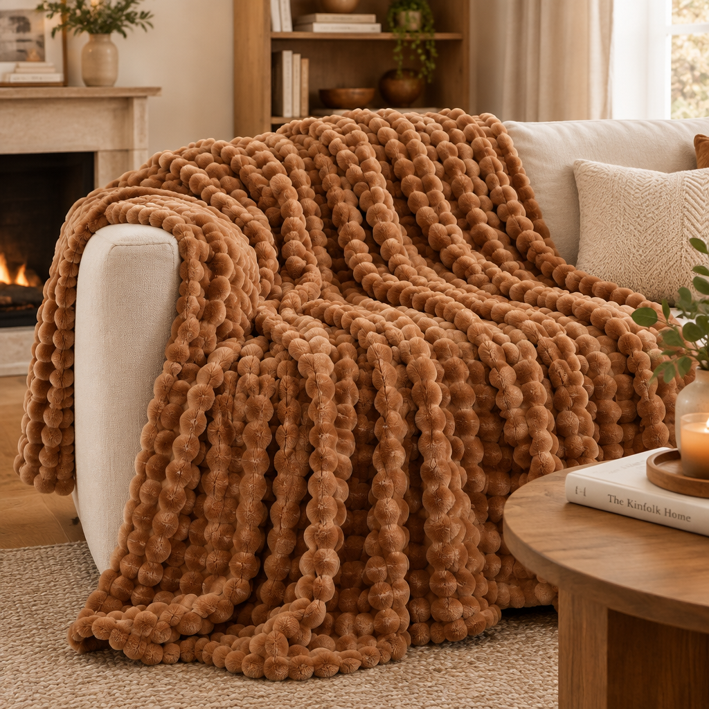 Caramel Bubble Velvet Blanket