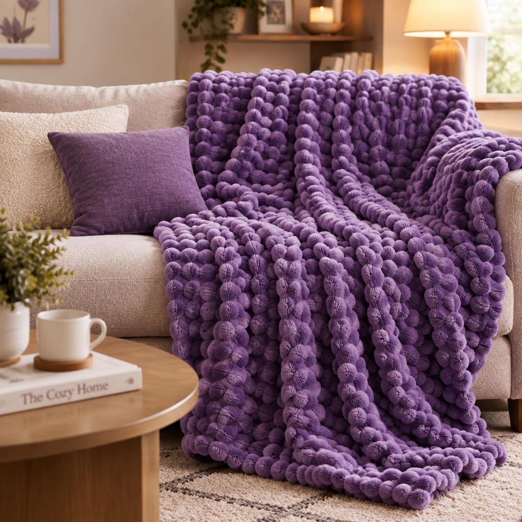 Purple Bubble Velvet Blanket